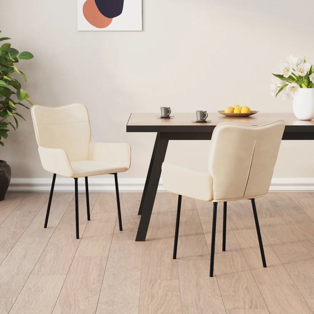Sedie da Pranzo 2 pz Crema in Velluto 344829