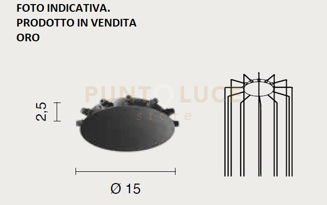 OBA0002 BASE TONDO 12 FORI ORO D.15CM H.2,5CM PER SOSPENSIONE