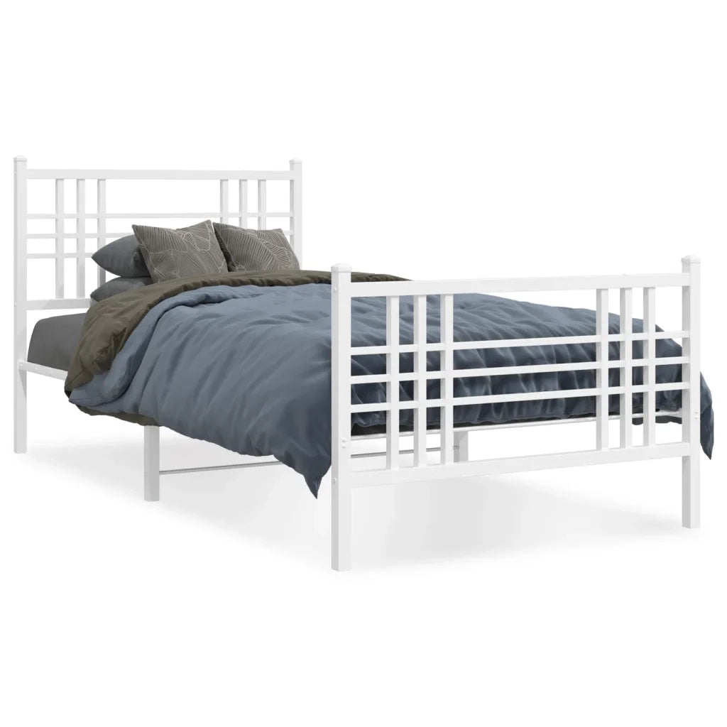 Giroletto con Testiera e Pediera-Struttura Letto Metallo Bianco 90x200 cm 332939