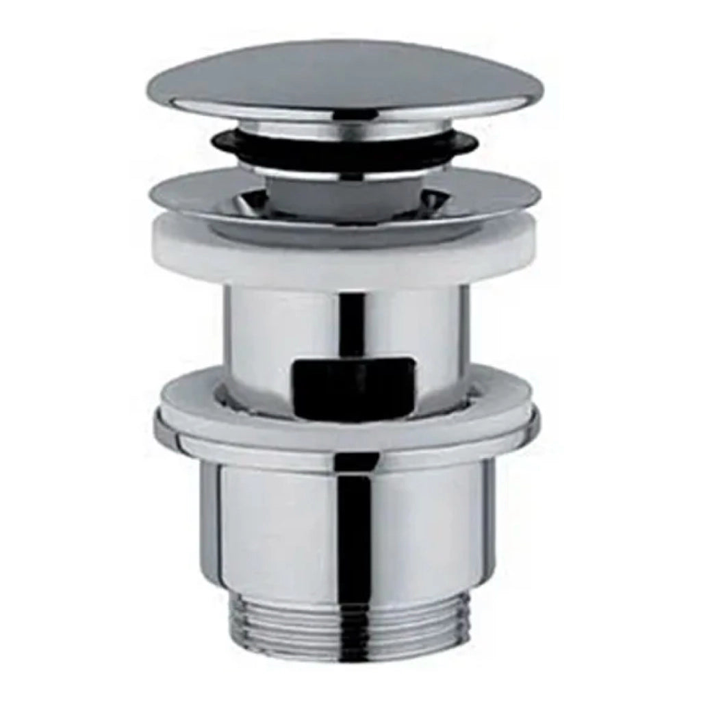 PILETTA CLIC CLAK CON TAPPO IN OTTONE TONDA CROMATA CON TROPPO PIENO 11/4  Idroweb
