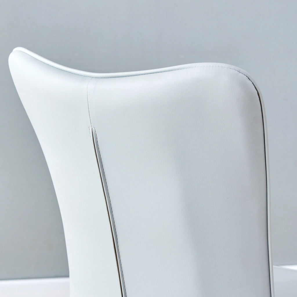 Sedia da pranzo Set di 2 con Schienale ergonomico e Piedini regolabili, in PU, Grigio chiaro Nero