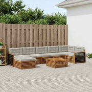 Set di divani da esterno 8 pz Naturale e Grigio Chiaro 3383654