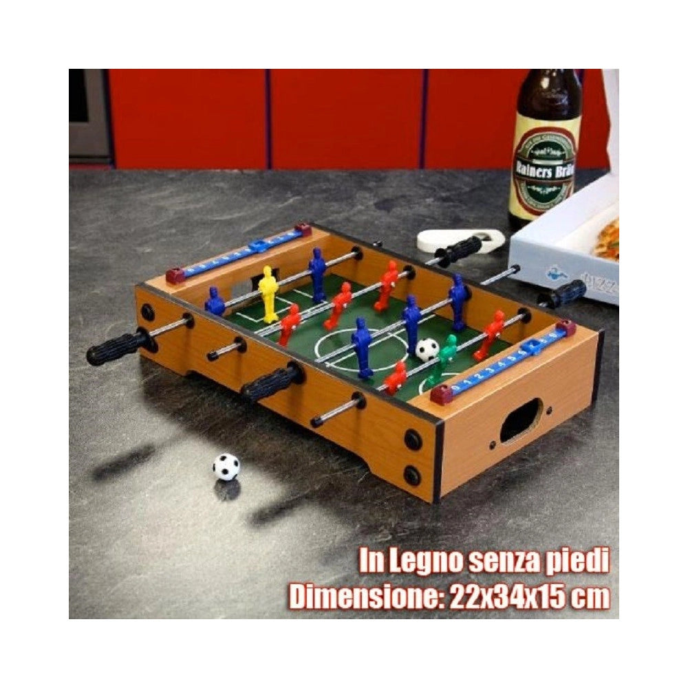 Trade Shop - Mini Calcetto Da Tavolo Struttura In Legno E Sagome In Plastica Pallina Inclusa -