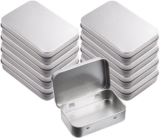 8 bocchette metalliche vuote rettangolari, con coperchi scorrevoli, scatole rettangolari vuote, per uso domestico, uso DIY, conservazione di piccoli articoli