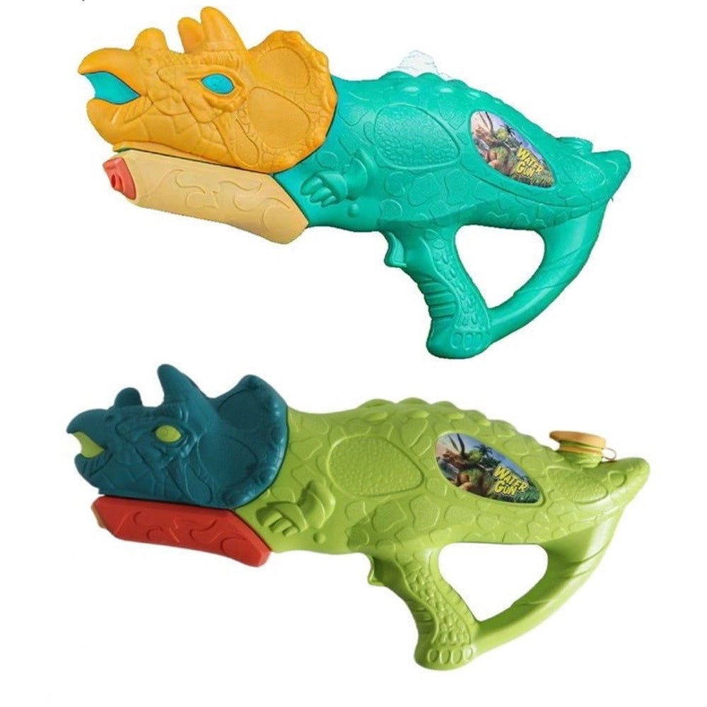 Trade Shop - Pistola Ad Acqua Per Bambini A Forma Di Dinosauro Triceratopo 28.5cm Gioco Estivo 618571 -