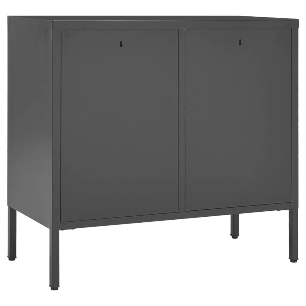 Buffet credenza cassettiera armadio mobile contenitore organizer per cucina soggiorno salotto 75 x 35 x 70 cm acciaio e vetro temperato antracite 02_0029711