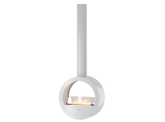 Camino a Bioetanolo Sospeso 218,7xØ70x35 cm Incyrcle 2Side Bianco con Vetro