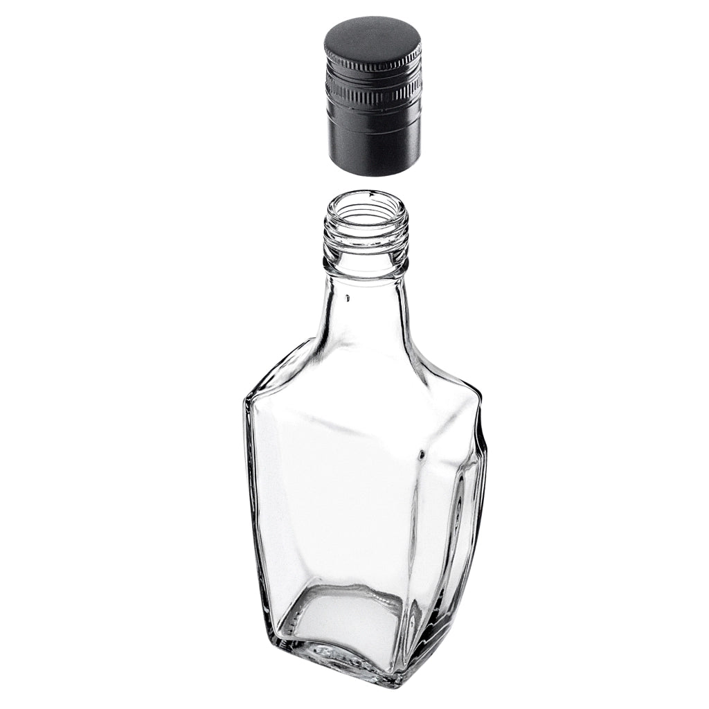 KADAX Bottiglia per tintura in vetro 250ml con tappo lungo nero 50pz.