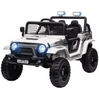 Macchina per Bambini Elettrica Fuoristrada 12V con Doppio Motore, Età 3-6 Anni, Telecomando e Luci, Bianco