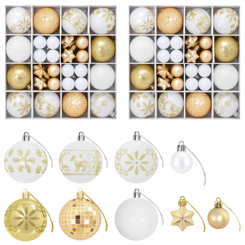 Set di Palline di Natale 88 pz Oro e bianco Ø 6 cm Plastica 42053198