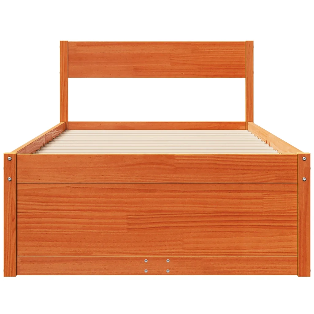 Letto senza Materasso Marrone Cera 100x200 cm in Legno di Pino 846791