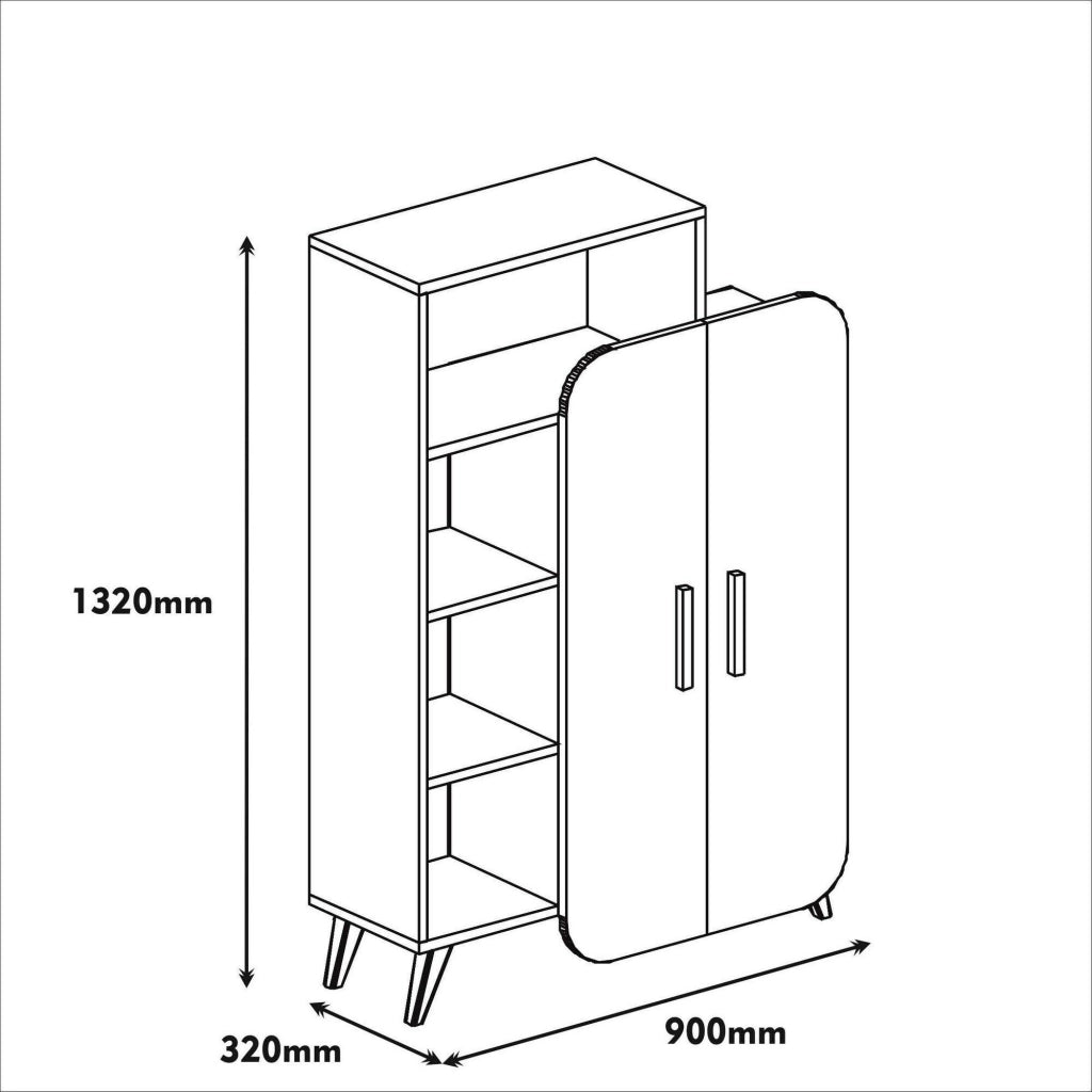 Biblioteca Agni, Libreria 5 Ripiani, 90x32x132h cm Marrone Noce