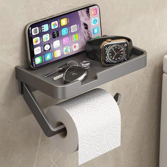 Sostegno senza foratura per carta igienica - Adesivo wc-rol supporto per parete - Acciaio inox nero