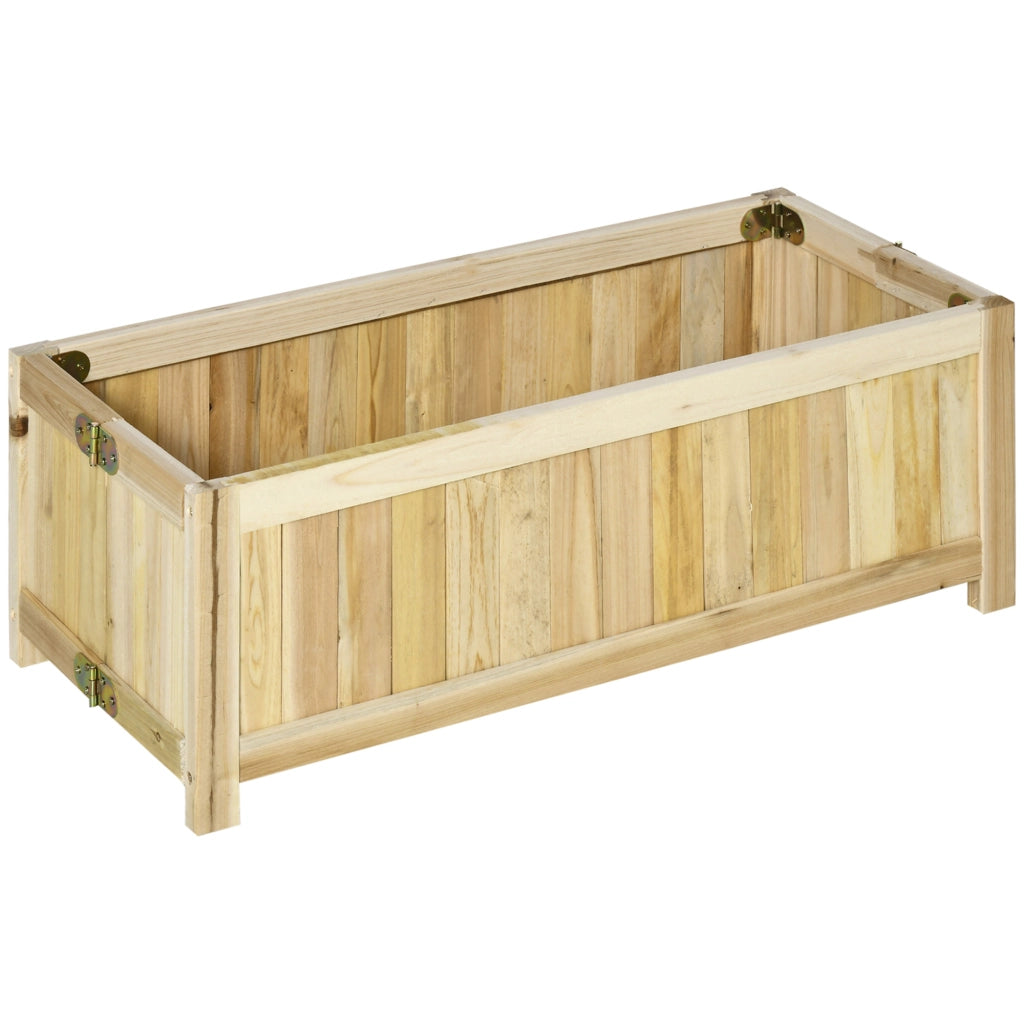 Fioriera in Legno Pieghevole da Esterno con Base Drenante, 70x30x25cm