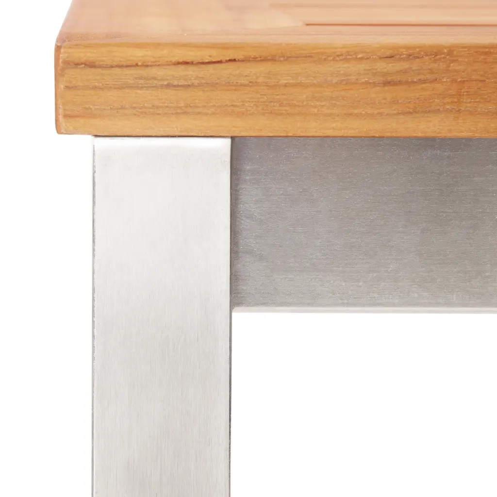 Sgabelli da Bar 4 pz in Legno Massello di Acacia e Acciaio Inox 46507
