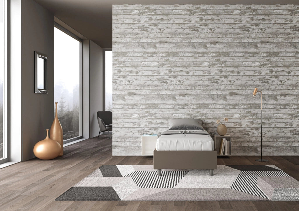 Letto Singolo Sommier 80x190 cm con Rete e Contenitore Azelia Cappuccino