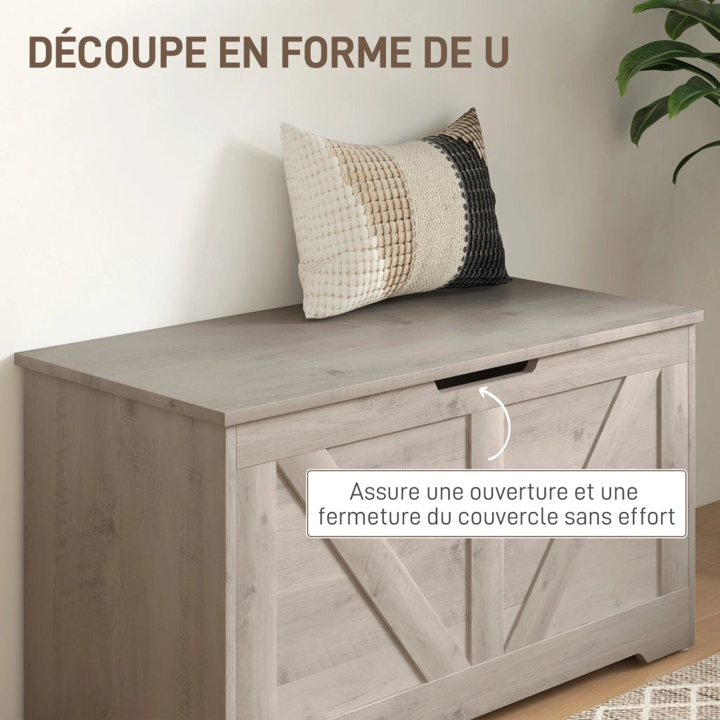 Coffre de Rangement Meuble d'Entrée Rustique 80x40x45cm Gris