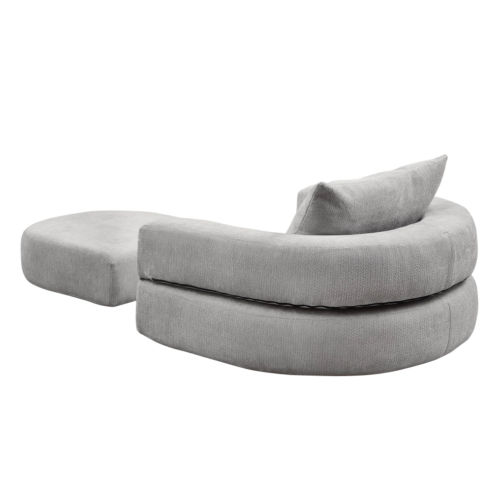DIVANO MODULARE Minimalista in Chenille Grigio Chiaro