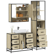 Set Mobili da Bagno 3 pz Rovere Sonoma in Legno Multistrato 3301171