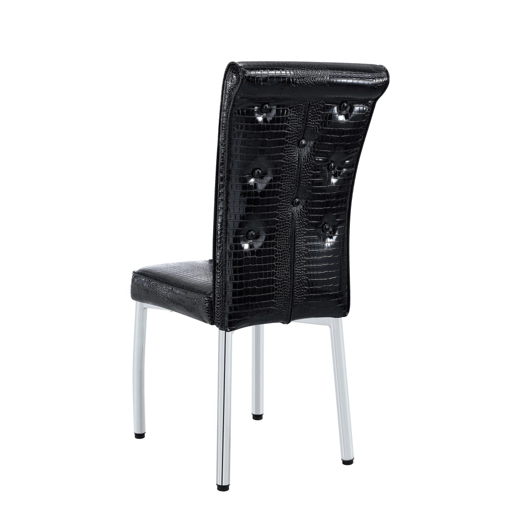 Sedie da Pranzo Retr¨° Imbottite in Ecopelle con Gambe in Metallo ¨C MINIMAL ¨C Set 2 Pezzi, Nero