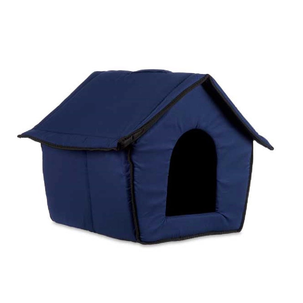 Casetta Pieghevole per Animali Domestici in Tessuto Blu 47x46x40cm Cani e Gatti