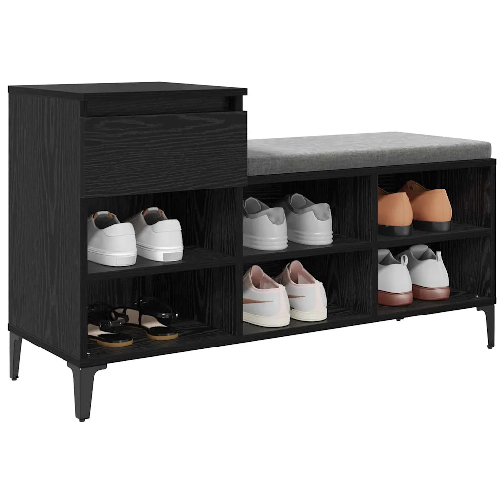 Mobile per scarpe con cassetto-Scarpiera Rovere nero 102 x 36 x 60 cm 680460