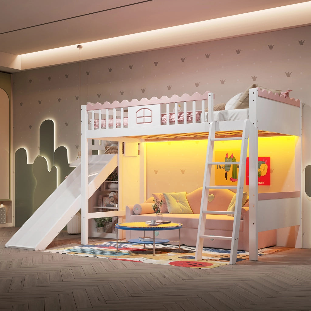 Letto a castello funzione scivolo pino 90x200 cm