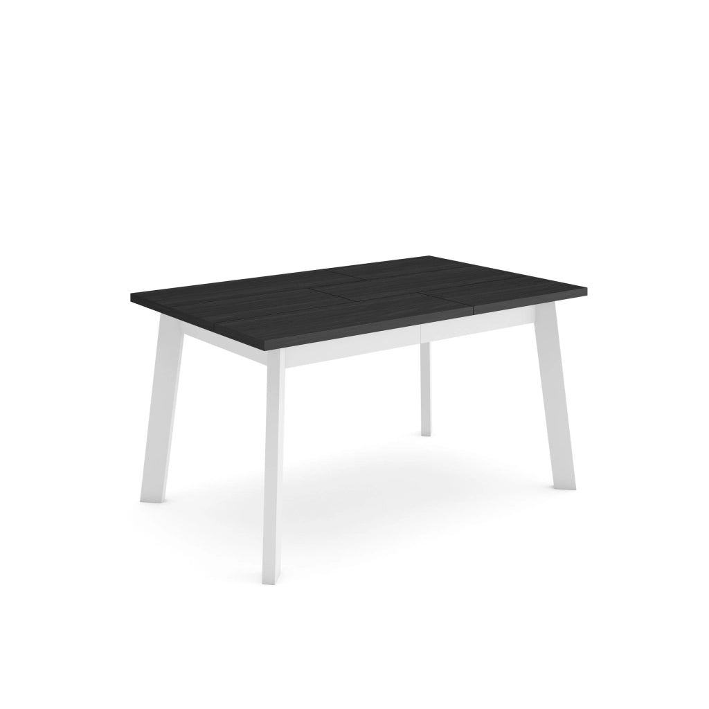 Tavolo da Pranzo, 140x90x74cm, Per 6 persone, Gambe in legno, Nero RF2907