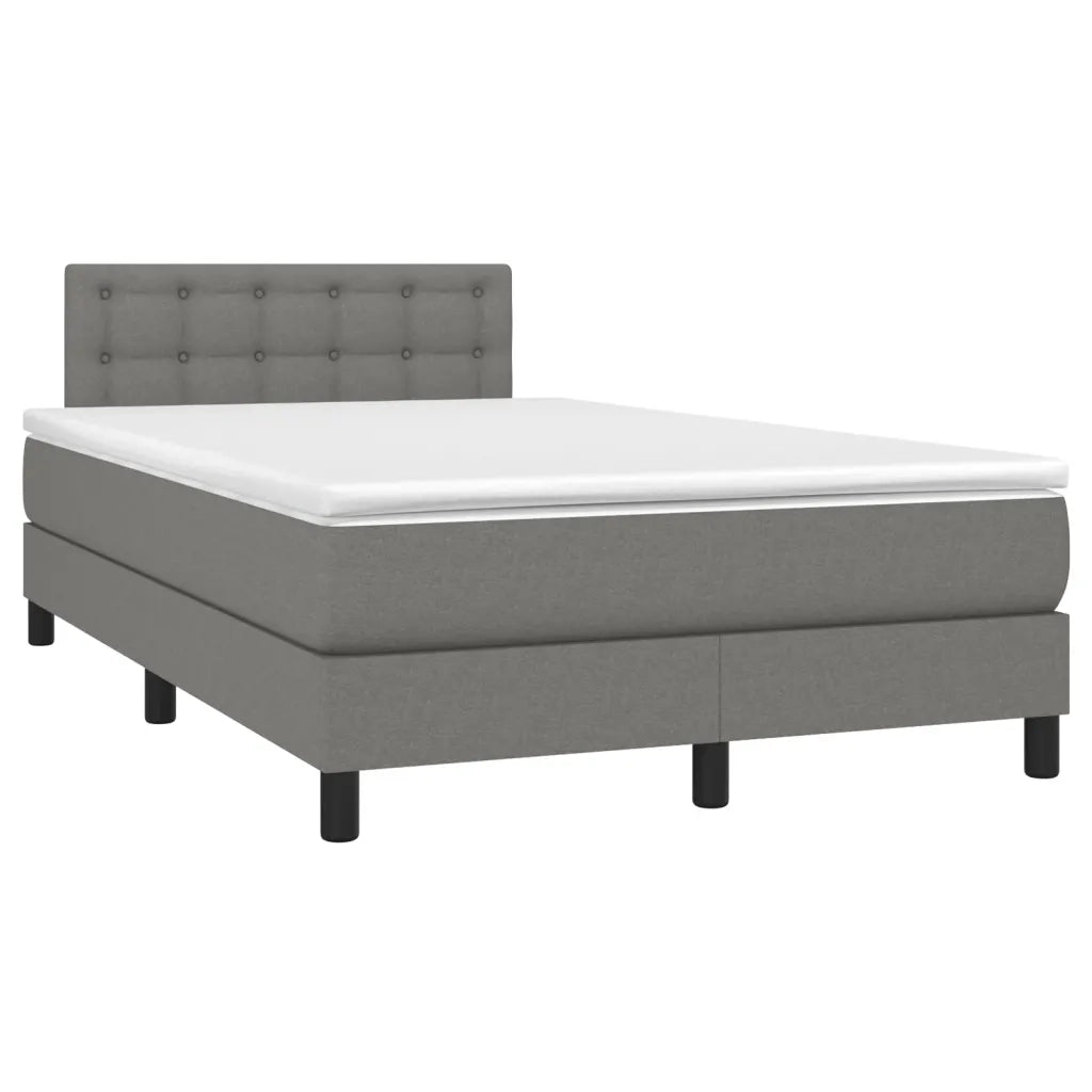 Letto a Molle Materasso e LED Grigio Scuro 120x200cm in Tessuto 3133462