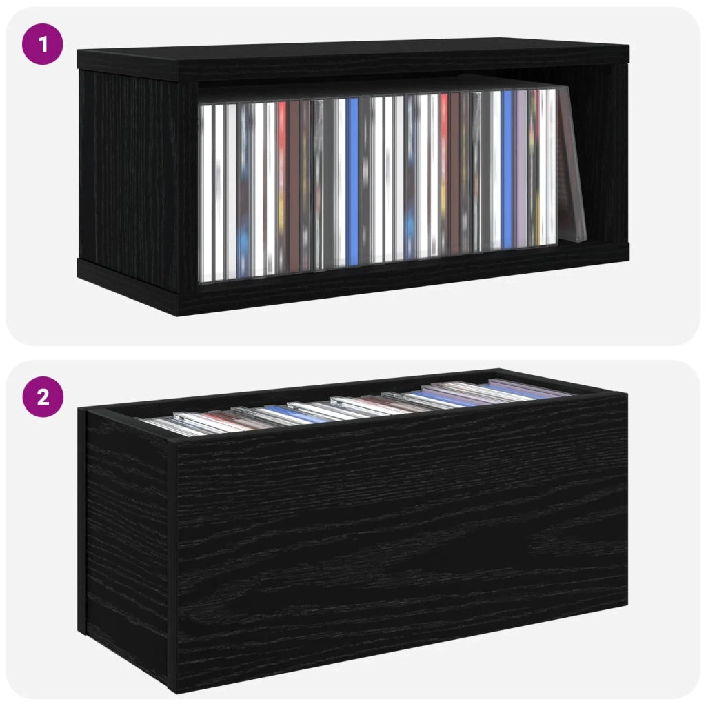 Rack per Stoccaggio CD Rovere Nero 40 x 17 x 17 cm 8012709