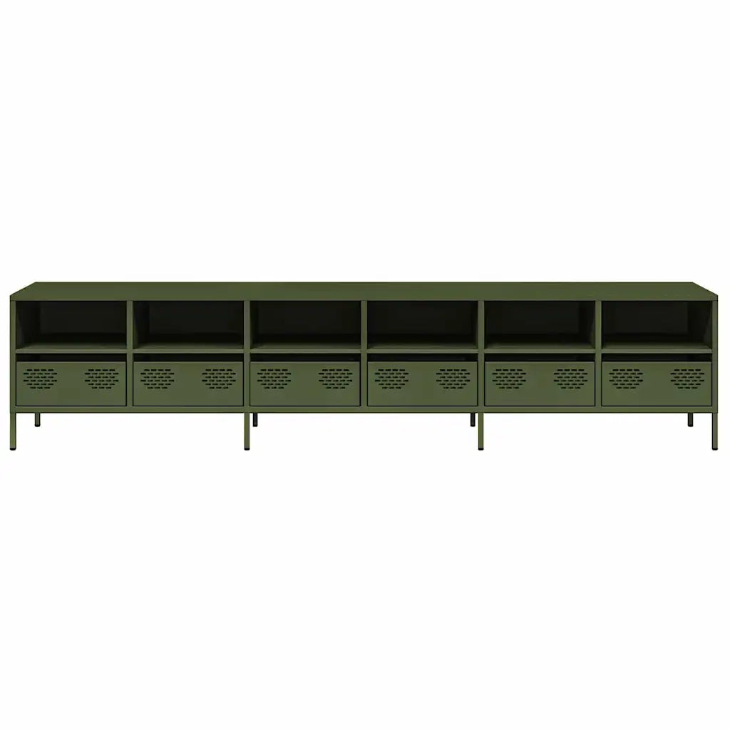 Mobile TV | Armadietto TV | Mobile Porta TV Verde Oliva 202x39x43,5 cm Acciaio Laminato a Freddo