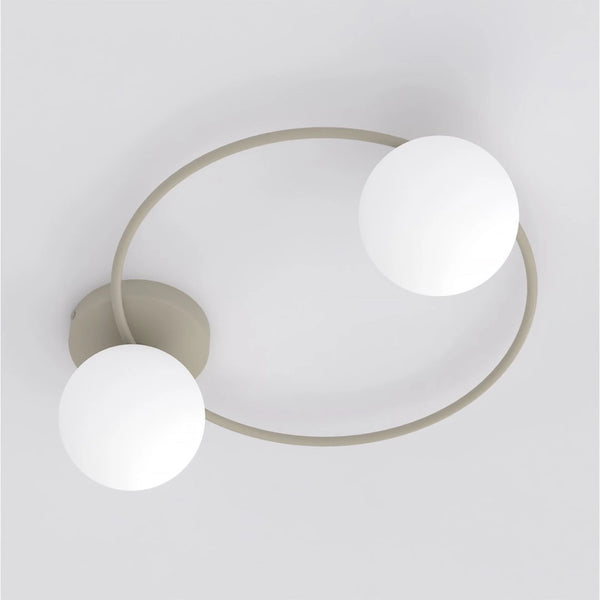 Lampada a sospensione SOPRA in acciaio beige e vetro opale