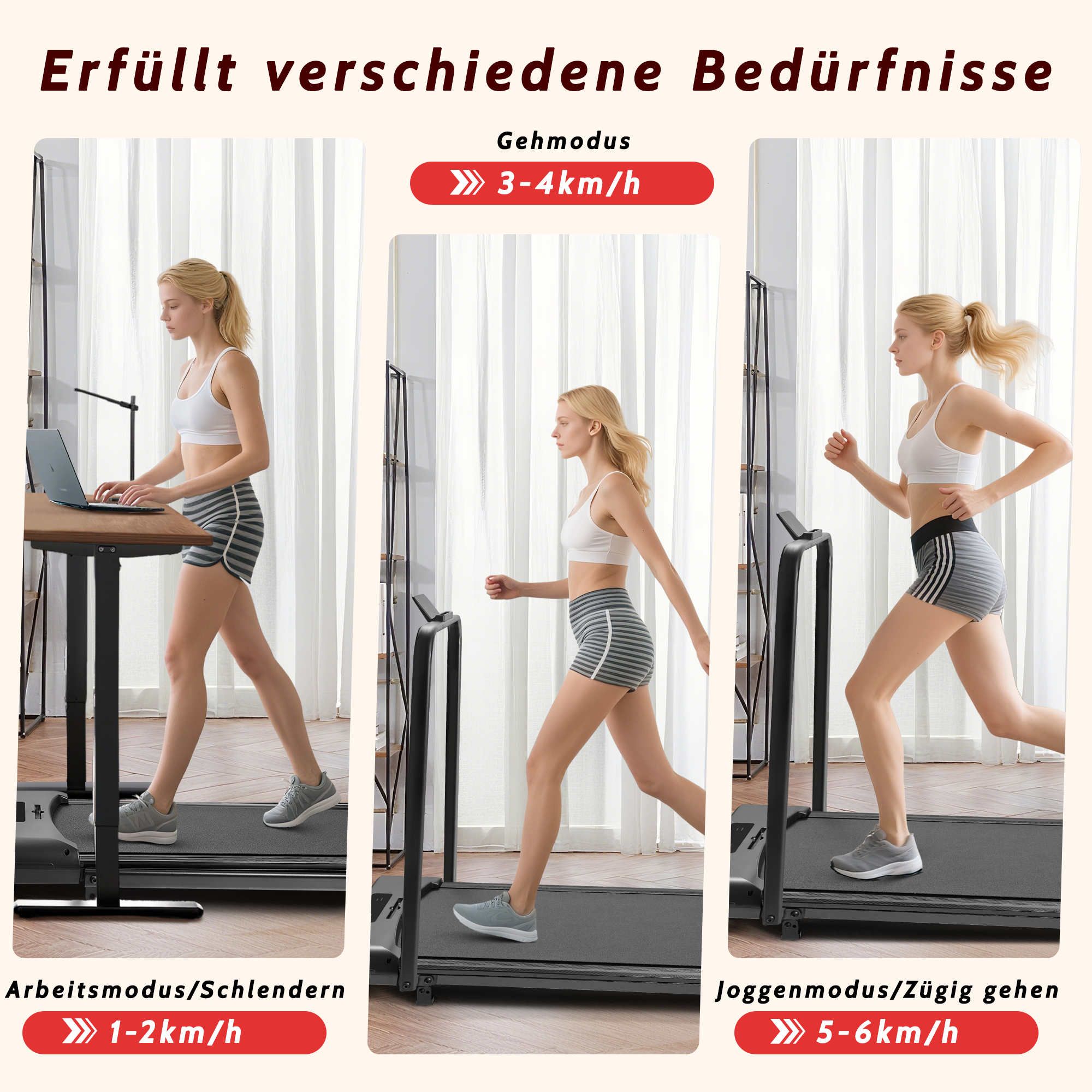 ZMH Tapis roulant domestico con schermo LED e telecomando barre di supporto pieghevoli