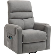 Poltrona TV con funzione massaggio e sollevamento assistito, regolabile elettricamente con funzione riscaldamento e reclinabile, grigio scuro, 79 x