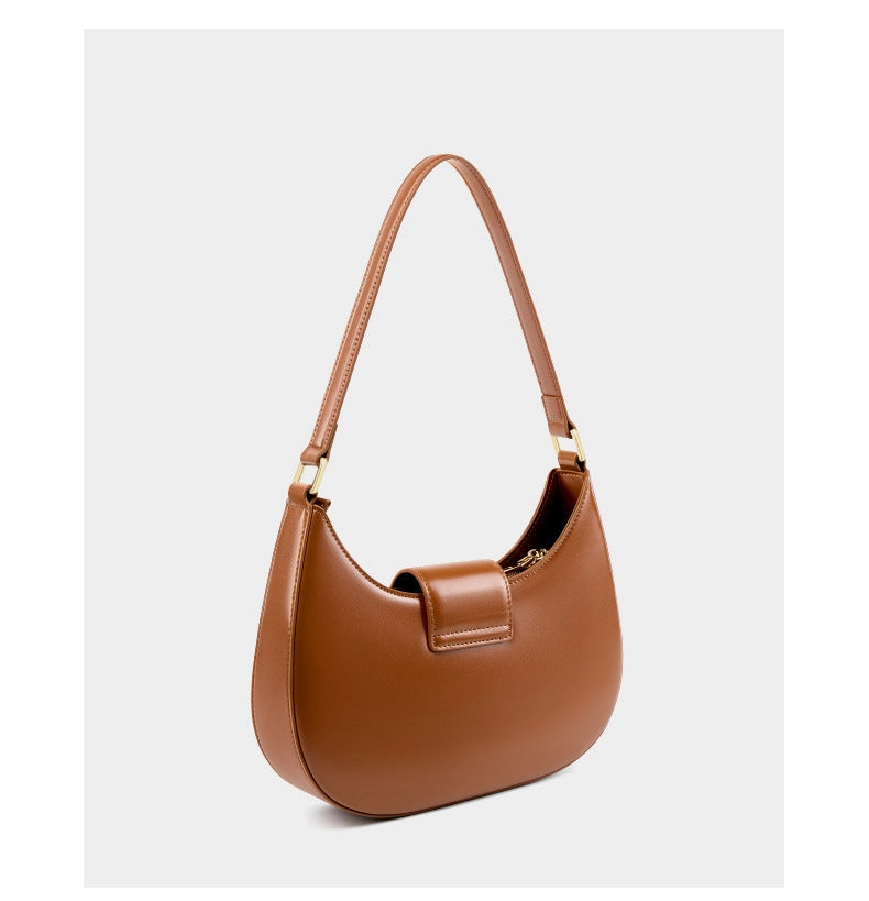 Borsa a tracolla da donna in vera pelle, modello College, colore marrone.
