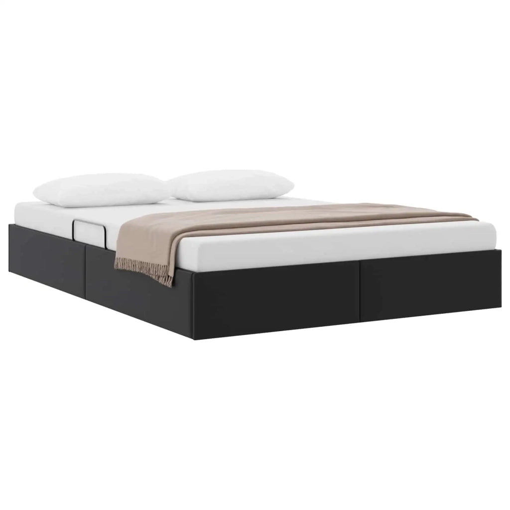 Letto ottomano Nero 140 x 200 cm Pelle Sintetica 3442774