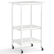 Carrello stampante a con ripiani di stoccaggio e ruote con blocco-Scaffale di stoccaggio mobile per scanner e fax Bianco