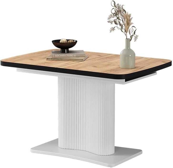 tavolo da pranzo allungabile Fenaro, Quercia dorata/bianco, 120 x 80 cm estensibile, con funzione di estensione per lunghezze del tavolo variabili