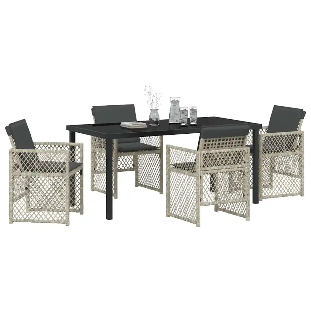 Set da Pranzo per Giardino 5 pcs Grigio chiaro polyrattan
