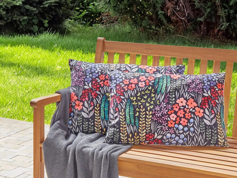 Set di 2 cuscini da esterno in poliestere multicolore 40 x 60 cm Cuscino rettangolare con stampa floreale da giardino Patio