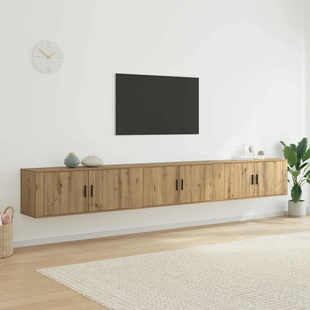 Set Mobile TV da Parete 3 pz | Armadietto TV | Mobile Porta TV Rovere artigianale