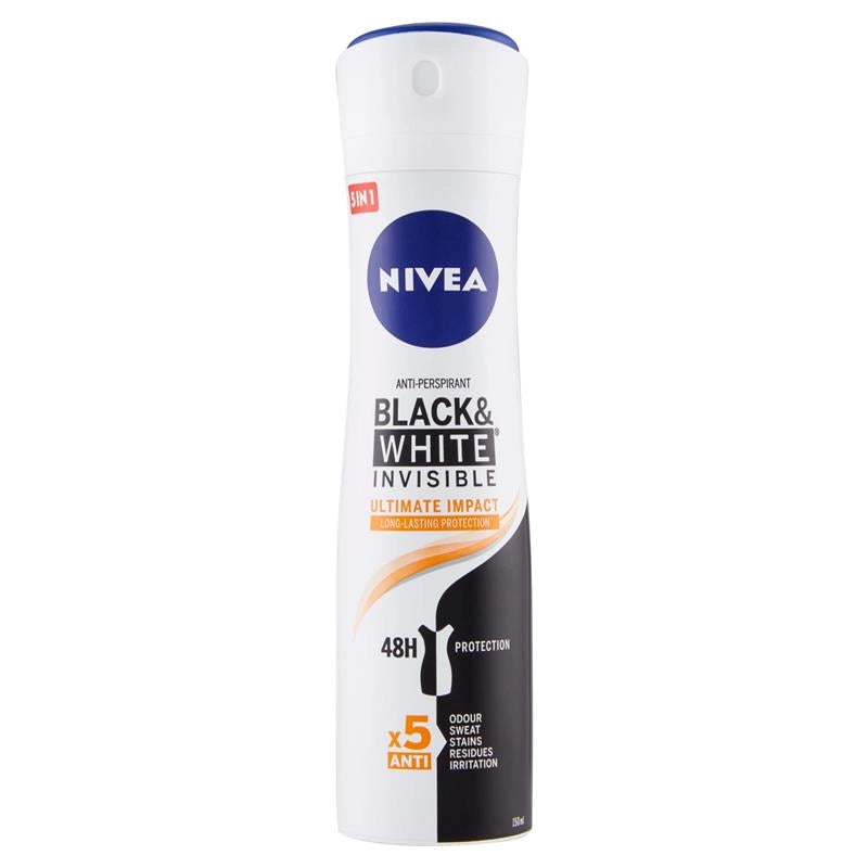 NIVEA DEODORANTE SPRAY BLACK&WHITE INVISIBLE ULTIMATE IMPACT 48H DI PROTEZIONE - 150 ML