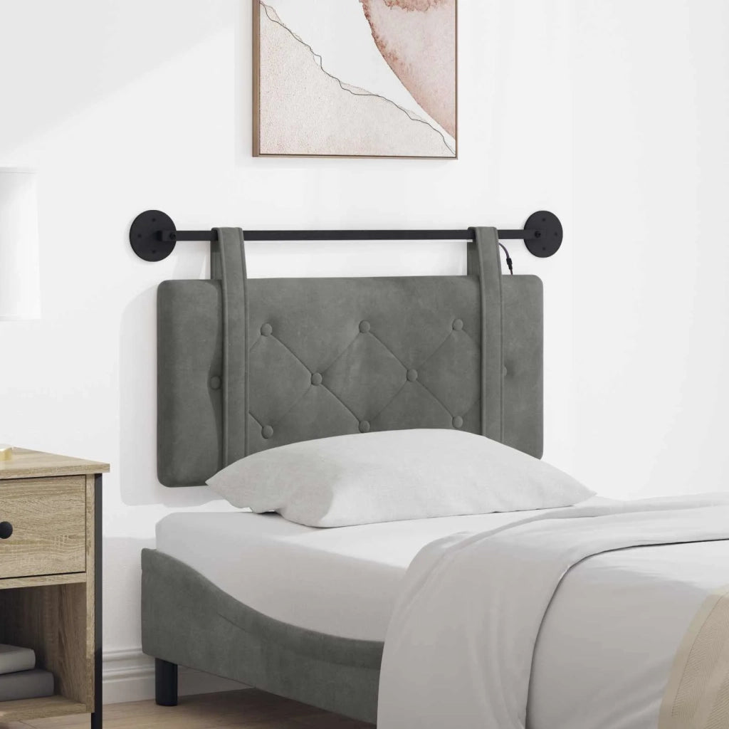 Testiera sospesa Con luce LED Grigio Scuro Velluto