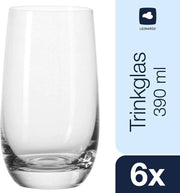 Set di bicchieri da acqua in vetro, resistenti al lavastoviglie, bicchieri da acqua di grandi dimensioni in stile moderno, confezione da 6, 390 ml