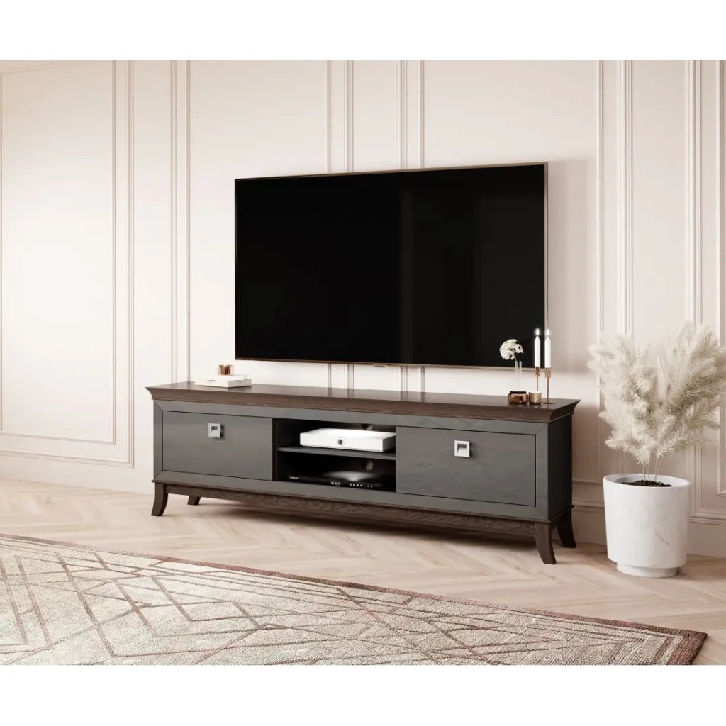Mobile porta TV XL 196 cm collezione PALACE. Colore grigio e rovere.