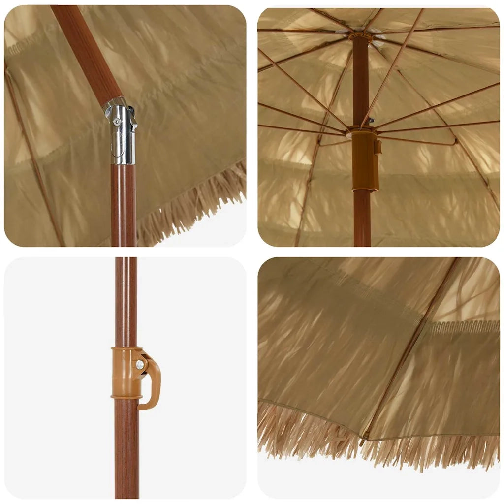 vidaXL Ombrellone da Spiaggia Marrone Ø 160 x 196 cm Acciaio