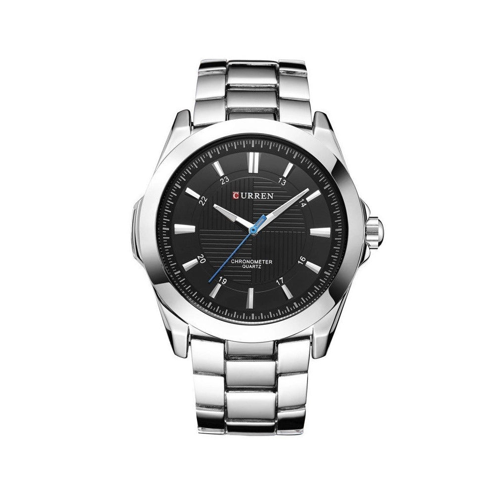 Trade Shop - Orologio Polso Curren 8109 Uomo Analogico Quarzo Acciaio Silver Quad Nero -