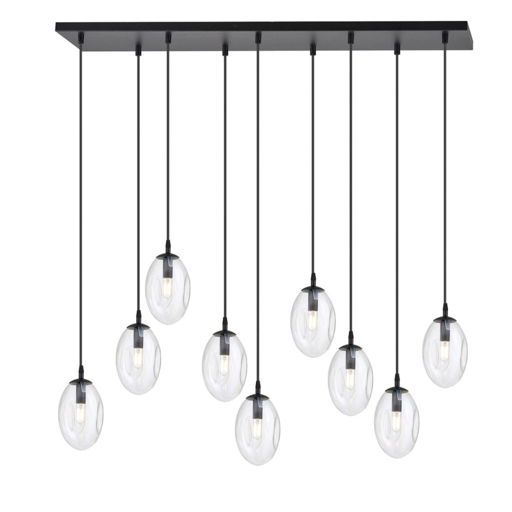 Lampada a sospensione Astral in acciaio nero e vetro