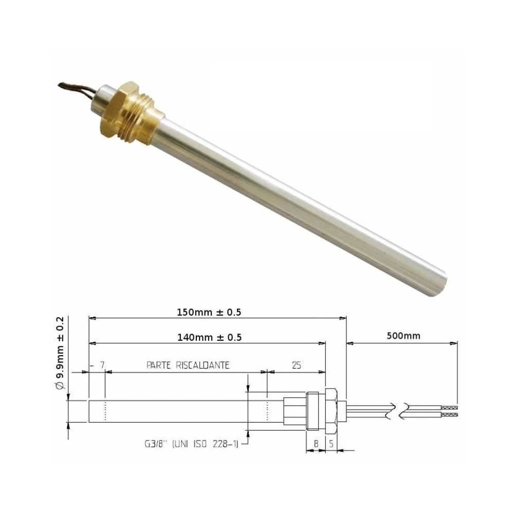 Resistenza Candeletta Stufa a Pellet 3/8 280W 150mm Piazzetta  EVA 140mm battuta - UNIVERSALE
