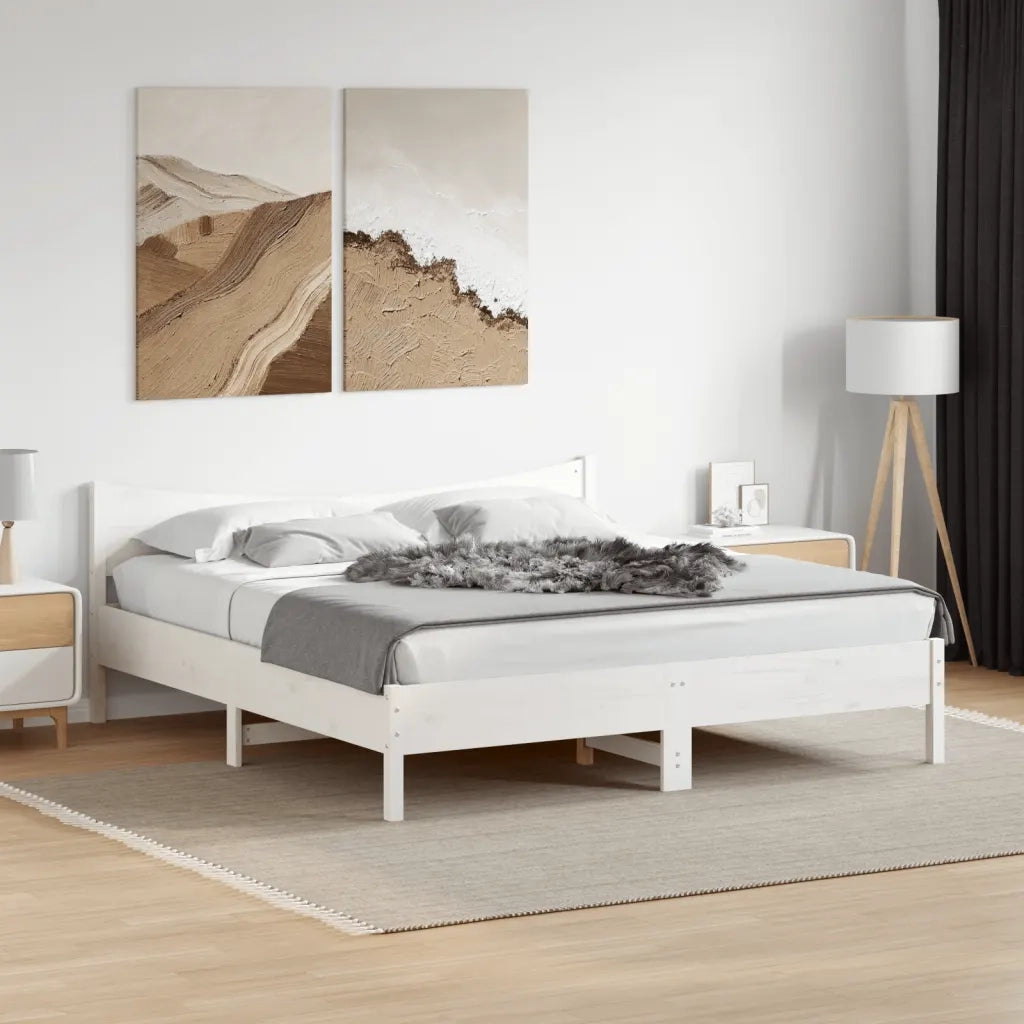 Giroletto senza Materasso Bianco 180x200 cm Legno Massello Pino 3216361